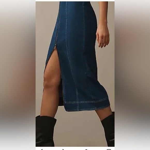 ANTHROPOLOGIE FITTED DENIM PILCRO MIDI DRESS COLOR DENIM DARK  XL NWT - Picture 11 of 14